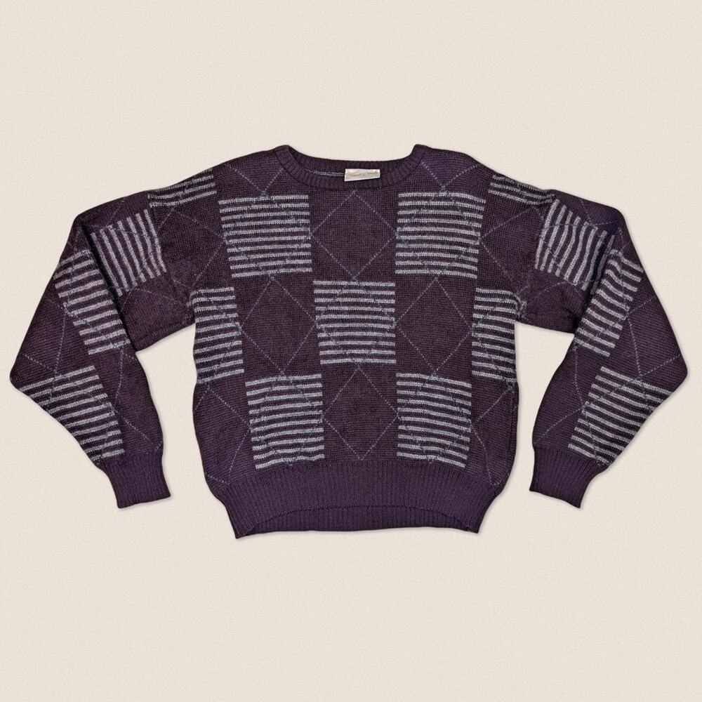 Vintage Grandpa Sweater Checkered‎ diamond country life - Size Medium Women’s